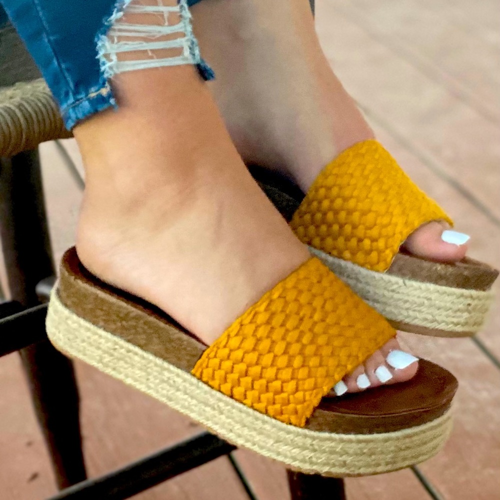 Woven-Strap Billie Platform Espadrille Slide